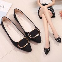 2021春季新款百搭黑色高跟鞋女细跟性感欧美法式少女礼仪职业单鞋 黑平底[1cm] 35