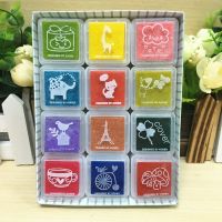 卡通趣味儿童手指画 彩色印台印泥套装12色 24色 DIY手指画画玩具 手指泥12色送图画本