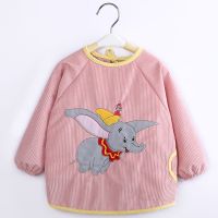 宝宝罩衣儿童防水反穿衣画画吃饭围兜罩衣宝宝男女童婴儿围裙护衣 皮粉色[小飞象] 110 建议2-3岁