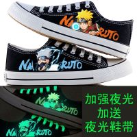 涂鸦低帮帆布鞋男秋冬鞋子黑色加绒潮流百搭荧光板鞋学生二棉鞋男 低帮黑卡西鸣人 不加绒 35