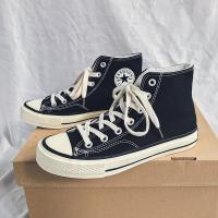 火影忍者秋季鞋子男ins高帮帆布鞋韩版潮流百搭情侣学生涂鸦板鞋 黑色[基本款] 35女