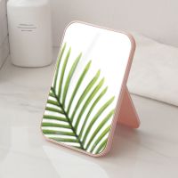 镜子女宿舍便携化妆镜折叠随身镜学生迷你小镜子台式公主镜梳妆镜 北欧粉