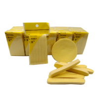 [5包60条压缩条送盒]采薇圆形压缩海绵洁面条海藻洗面扑洗脸扑 黄色5包60条送盒子