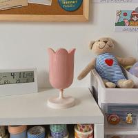 ins少女心花瓣笔筒郁金香化妆刷桶桌面收纳装饰小摆件学生笔筒 粉色 - 花瓣笔筒