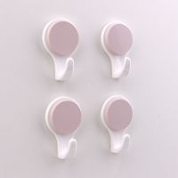20个装无痕强力粘胶粘钩墙壁挂钩厨房石灰墙墙上墙面承重塑料挂钩 浅粉色4个装