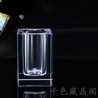 同学聚会纪念品水晶笔筒创意实用毕业留念送老师同学教师节礼物 5X5X8cm 不刻字不刻图