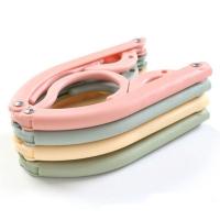 折叠衣架便携旅游衣挂旅行神器多功能衣服伸缩晾衣撑儿童袜子夹子 蓝绿米粉(不带夹子)4个