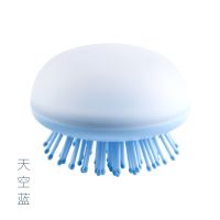 新款水母梳收纳式硅胶气囊梳按摩头皮洗头神器便携梳 天空蓝