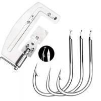 手动新型快速绑钩神器不锈钢绑钩器快速拴够钩子线双钩打结器 银色鬼牙伊势尼[35个+绑钩器] 1号