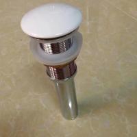 陶瓷盖多色按压弹跳下水器台盆面盆洗手盆柜盆不锈钢防堵下水配件 白色带溢水口+送软管