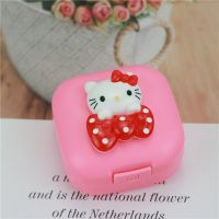 卡通猫咪机器猫旅行皂盒沥水皂盒小皂盒方形皂盒便携皂盒长方 方形粉色kt蝴蝶结