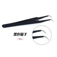 美甲工具 美甲粉色弯头直头镊子 镶钻贴精密防静电钻夹饰品工具 黑色弯头镊子