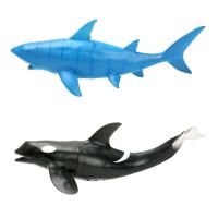 大号仿真海洋生物海底动物玩具模型儿童男女孩玩具鲨鱼海豚鲸鱼 虎鲸+鲨鱼