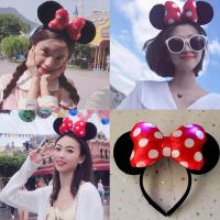 米奇米妮头饰发光蝴蝶结头箍迪士尼头箍洗脸发带发光自拍可爱发饰 波点米奇头箍红色 1个装