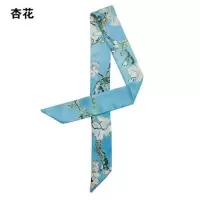 艺术梵高麦田杏花星空油画细长条窄小丝带绑包包手柄丝巾发带领巾 杏花