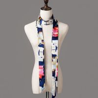 夏季韩版窄丝巾女长条飘带绑包包手柄丝带腰带发带春秋小领巾装饰 艺术涂鸦 200*5cm