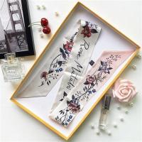 复古法式百搭老花小丝巾女长条包包缠带系手柄绑带装饰窄丝带发带 花朵标志 S282