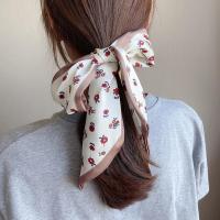 Cfnbharvest品牌丝巾小长条女花朵小丝巾发带绑包装饰韩国小领巾 花朵浅卡其边温柔