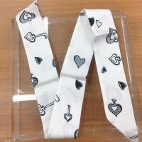 多款颜色丝巾发带职业小领巾绑包包手柄包带仿真丝丝巾女 钥匙-白色