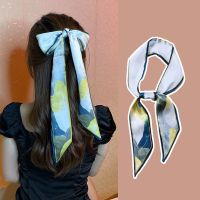 长款油画丝巾发带春秋款洋气时尚气质小领巾春秋韩国百搭飘带丝巾 山川窄(110*7cm)