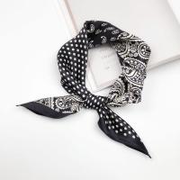 高档真丝丝巾桑蚕丝小方巾时尚丝绸领巾女春秋夏薄款百搭装饰 腰果黑波点拼接丨真丝小方巾