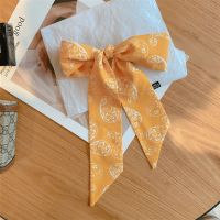 金黄色丰收系列丝巾发带女夏季薄款双面雪纺飘带长条清新日系领巾 金黄色丰收系列腰果花