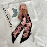 Cfnbharvest品牌中国风丝巾发带高级仿真丝100x6飘带长条原创领巾 天涯花 原创100x6cm