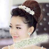 远方情甜美珍珠水晶皇冠头饰品发箍盘发韩版新娘头饰头箍发饰T308 白色