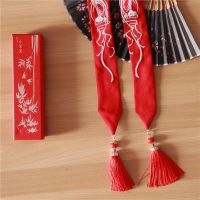 百搭古风刺绣流苏发带汉服飘带复古装发饰发绳中国风头饰配饰腰带 红色凤凰流苏款
