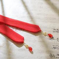 汉服古风发带飘带复古装束发 蝴蝶结带水滴1米2米3米发绳发饰腰带 红色 1.5米