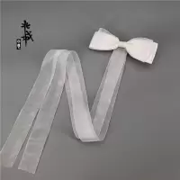 小龙女古装头饰白色蝴蝶结飘带发夹古风汉服仙女发带顶夹头花发饰 白色 2只小发簪