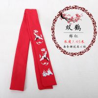 古风原创刺绣发带汉服双鹤配饰男百搭超仙女发饰甜美头绳发束腰带 红色双鹤 45*145