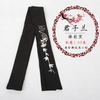古风原创刺绣发带汉服兰花配饰男百搭超仙女发饰甜美头绳发束腰带 黑色君子兰 45mm*145mm
