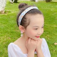 [48小时发货]新款女童宝宝魔术贴发箍发带女发卡儿童发夹碎发贴头箍防滑发饰 1#蓝色碎花[单个装]