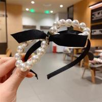 气质蝴蝶结发箍韩国简约串珠发卡外出带百搭头箍卡子顶夹发饰品女 蝴蝶结发箍[珍珠款]
