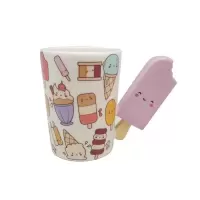 少女心ins卡通表情冰激凌陶瓷杯冰棒雪糕甜筒杯彩绘马克杯水杯子 冰棍萌表情