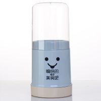 家用筷子盒沥水托架防尘带盖厨房餐具收纳盒勺叉筷笼多层分格筷筒 笑脸坚放款[蓝色]