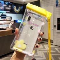 手机防水袋潜水手机套可触摸屏游泳外卖卡通苹果X华为通用防水包 流沙泫雅花