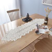 美式田园清新ins镂空蕾丝餐垫化妆台茶几餐桌桌旗电视柜防尘盖布 大叶玫瑰- 白色 宽33cm*长114cm