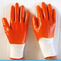 橡胶尼龙PVC浸胶满挂防水油耐酸碱耐磨防滑建筑五金维修劳保手套 盛通达牌PVC白纱满挂 6双试用装