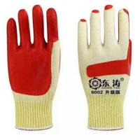 东涛6002劳保手套加厚棉线耐磨软胶贴片防滑钢筋工机械重工地男 [6002升级红色]6双 超强耐磨软件L码