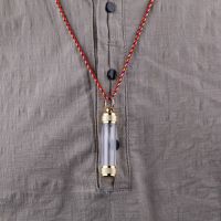 朱砂晶体原石粉吊坠瓶男女宝宝嘎乌盒挂件儿童项链随身五彩绳 小号 高50*8毫米(空瓶)