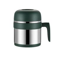 304不锈钢饭盒保温快餐杯小学生便当盒上班族打饭带盖碗饭缸餐盒 1.5L墨绿色 普通款(保温3小时)无赠品