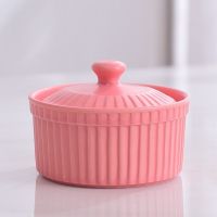 舒芙蕾陶瓷烤碗果冻布丁杯调味罐冰淇淋甜品可爱的碗带盖烘焙考盅 粉色