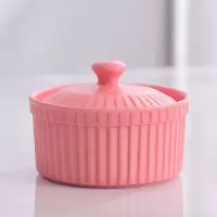 舒芙蕾陶瓷烤碗果冻布丁杯调味罐冰淇淋甜品可爱的碗带盖烘焙考盅 粉色