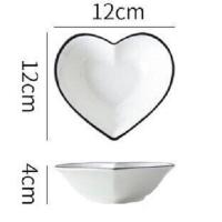 2/4个装简约创意爱心小吃碗黑线系列陶瓷蛋糕烘培布丁沙拉点心碗 4.5英寸黑线爱心碗. 2个装