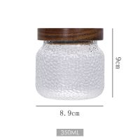 [24小时发货]创意带盖子锤纹玻璃茶叶罐密封罐防潮普洱茶罐储存罐小号茶道配件 相思木锤纹玻璃罐350ML