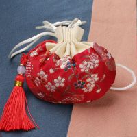 端午节香囊空袋汉服装饰香包空袋子长绳挂脖古风香袋印花驱蚊荷包 刺绣荷包-红色 荷包空袋+流苏款