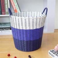 脏衣服收纳筐衣篓脏衣篮塑料藤编装衣物玩具桶洗衣篮子篓宜家编织 粗特大号高38紫白渐变 默认