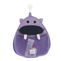 ins北欧卡通儿童洗澡玩具收纳袋角落整理袋浴室杂物防水挂袋 紫色河马浴室挂袋 36*38